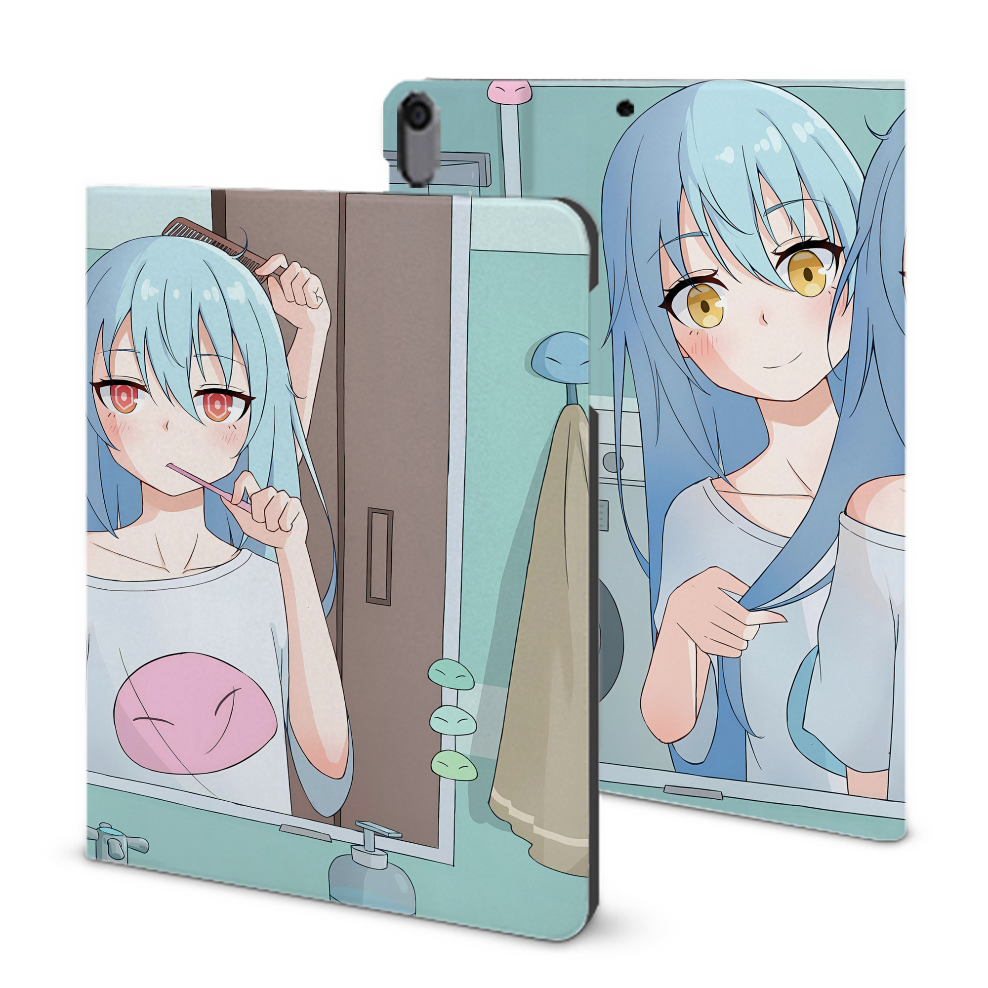 （画像用） 転スラ Regarding Reincarnated to Slime IPad ケース ブック型 PUレザー TPU 耐衝撃 軽量 薄型 ペン収納なし 全面保護 IPad 各モデル対応